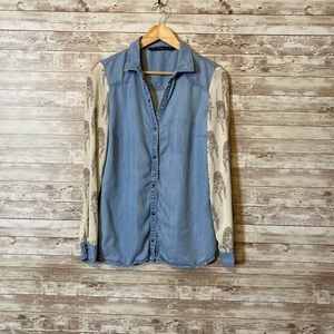 Zara Multi Textile Snap Down Top w/ Cougar Print